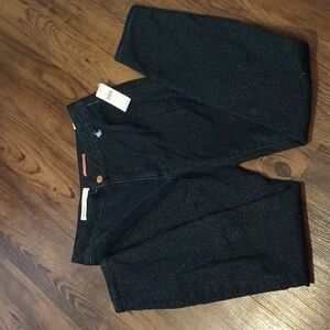 Anthropologie PILCRO High Rise Dark Wash Denim Glitter Jegging DDD